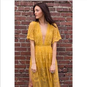 Honey Punch Embroidered Lace Maxi Dress